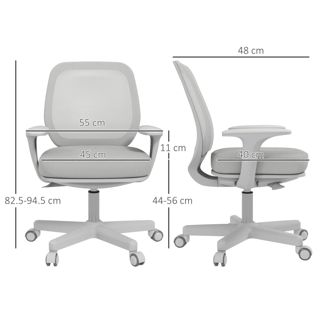 Sedia Poltrona Operativa da Ufficio 55x48x82,5-94,5 cm Tessuto a rete Grigia