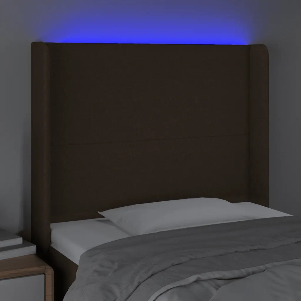 Testiera a LED Marrone Scuro 93x16x118/128 cm in Tessuto 3123753
