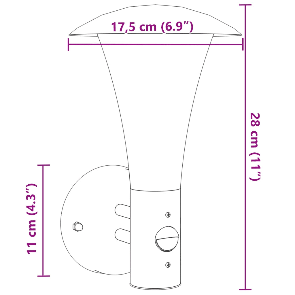 Applique per Esterno con Sensore 2 pz Argento in Acciaio Inox CFW8329888