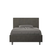 Letto 1 Piazza e Mezzo 120x190 cm con Rete e Contenitore Adele Grigio