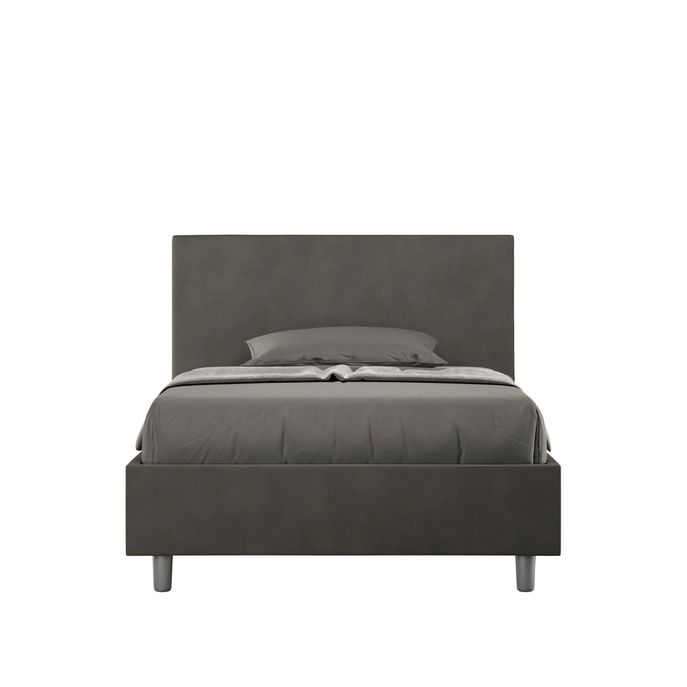Letto 1 Piazza e Mezzo 120x190 cm con Rete e Contenitore Adele Grigio