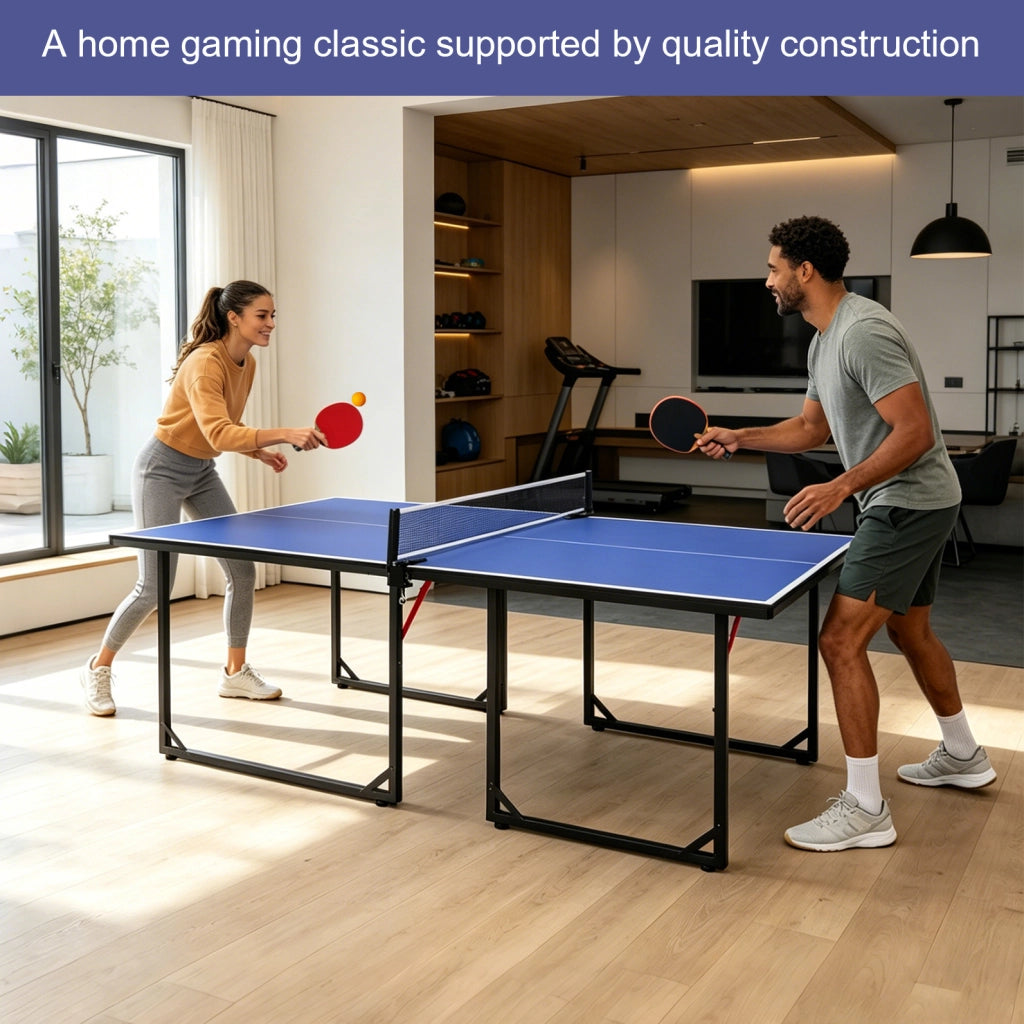 Tavolo da ping pong pieghevole portatile con rete, racchette e palline