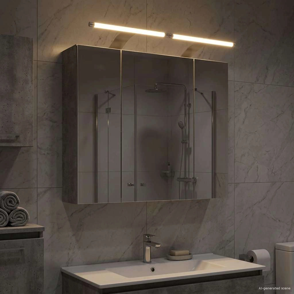 Mobiletto per specchio da bagno Grigio cemento 889082