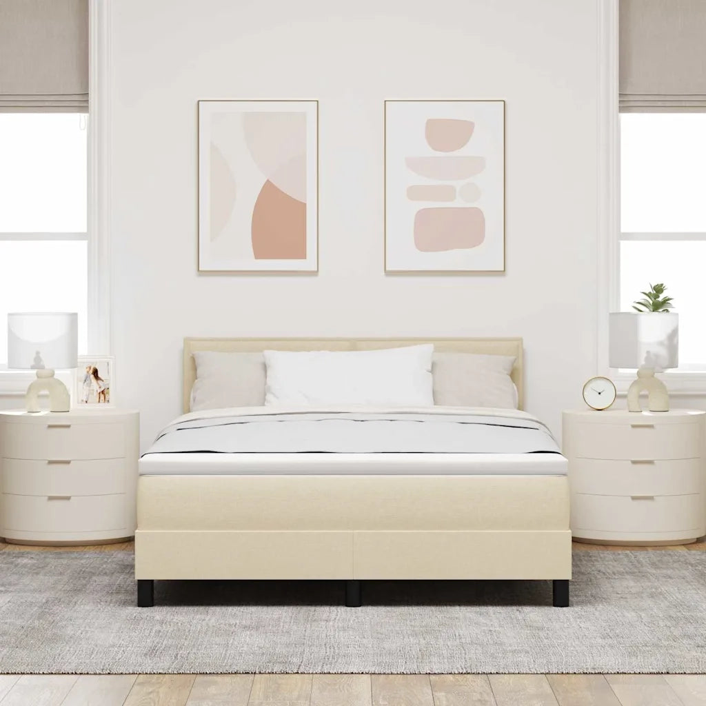 Letto a molle con materasso con led Crema 160 x 200 cm Tessuto