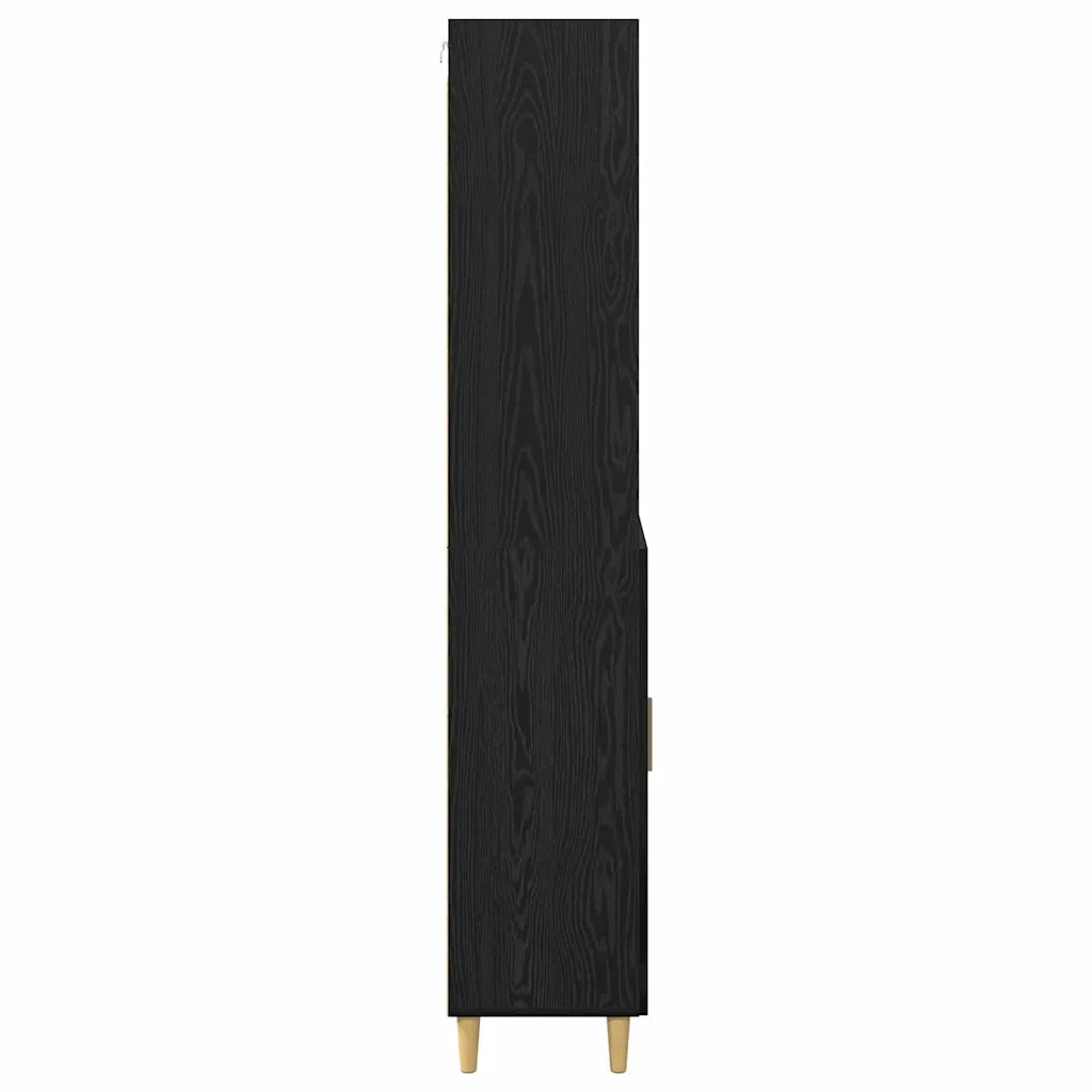 Credenza | Madia | Buffet da pranzo | Armadio da pranzo Rovere Nero 69,5 x 32,5 x 180 cm Legno multistrato