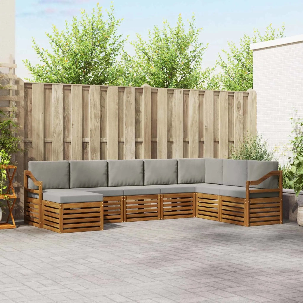 Set divano sezionale con cuscino 8 pcs Grigio Naturale e Chiaro 3375306