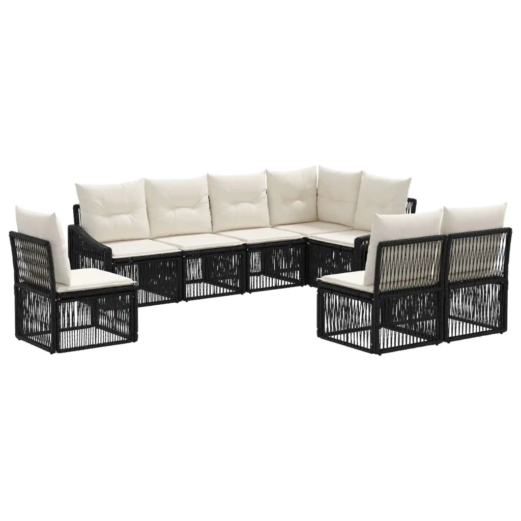 Set Divano da Giardino 8 pz Nero polyrattan 3436021