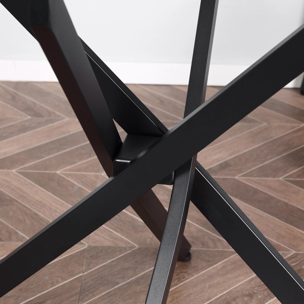 Tavolo da pranzo rotondo con piano in vetro temperato e gambe metalliche ¨C Minimal ¨C 80 cm di diametro, per 4 persone