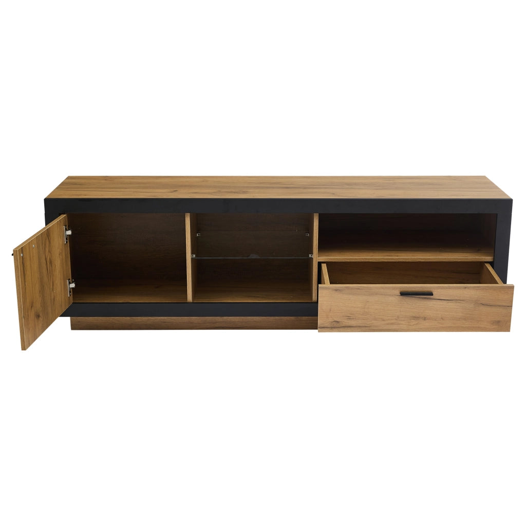 Mobile porta TV nero e rovere 160 cm con illuminazione LED RGB