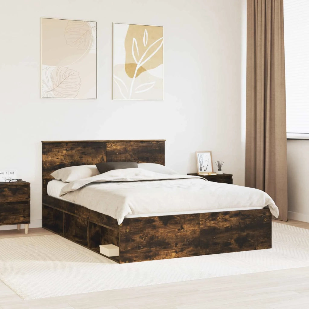 Struttura del letto Rovere fumé 140 x 190 cm Pino massello 3410604