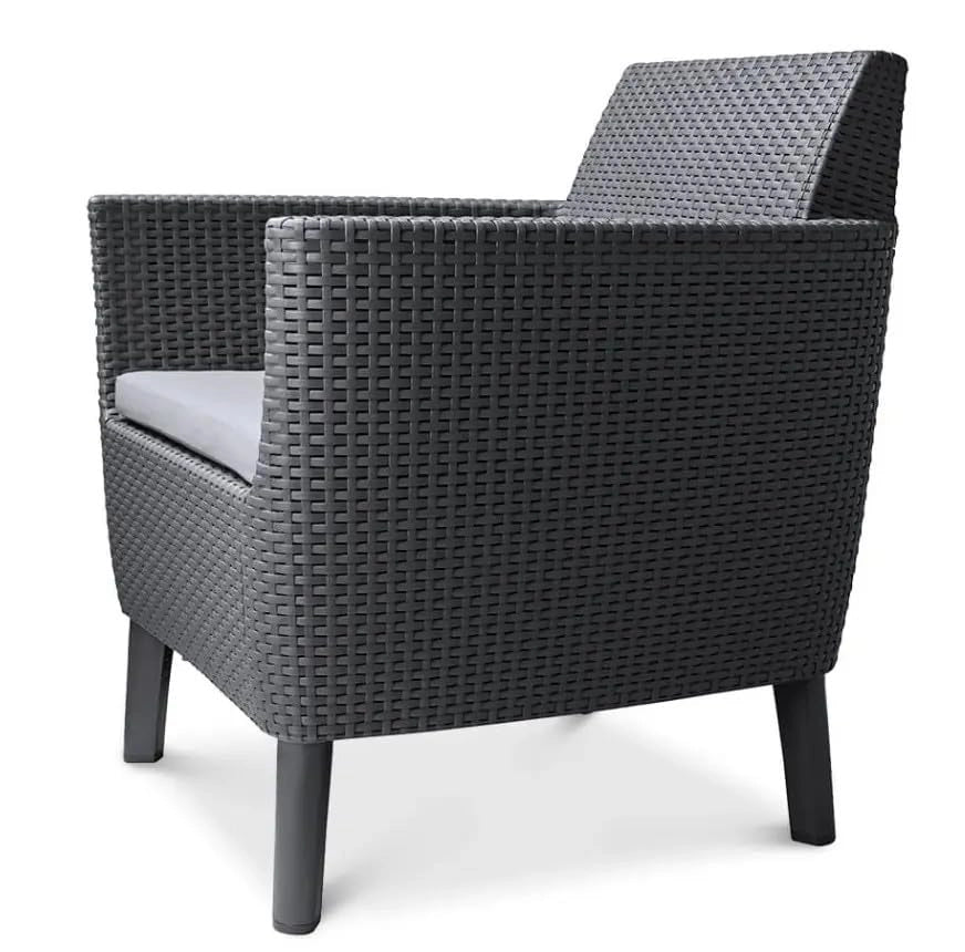 Salottino da Esterno Salemo Lounge Set in Resina Effetto Rattan 4 Pezzi