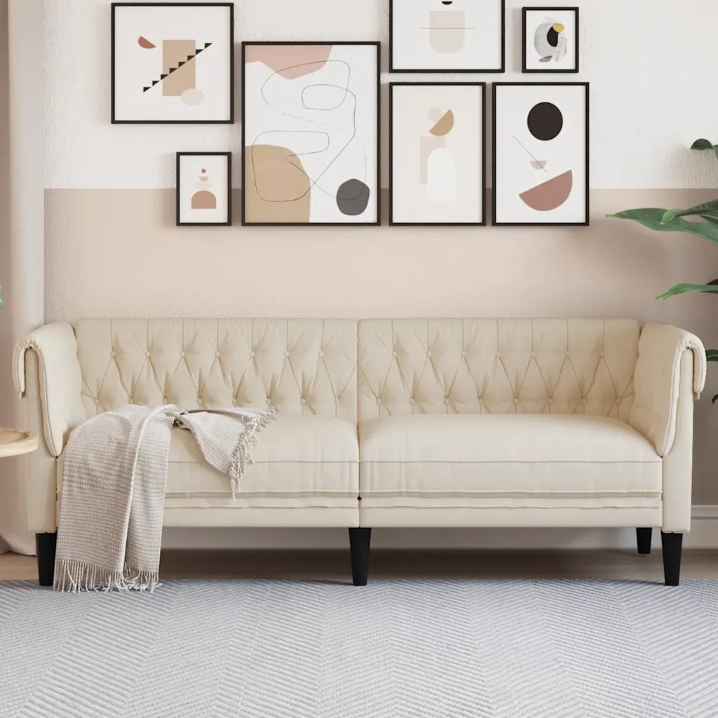 Divano Chesterfield a 3 Posti-Sofa 3 Posti-Divanetto in Lino