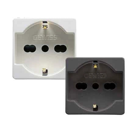 PRESA ITALIANA/TEDESCA 'SYSTEM' 10/16A 250V 2P+T - Bianco - GEWISS
