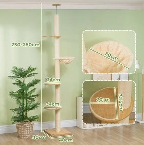 Tiragraffi a soffitto 230-250 cm con sisal, rovere