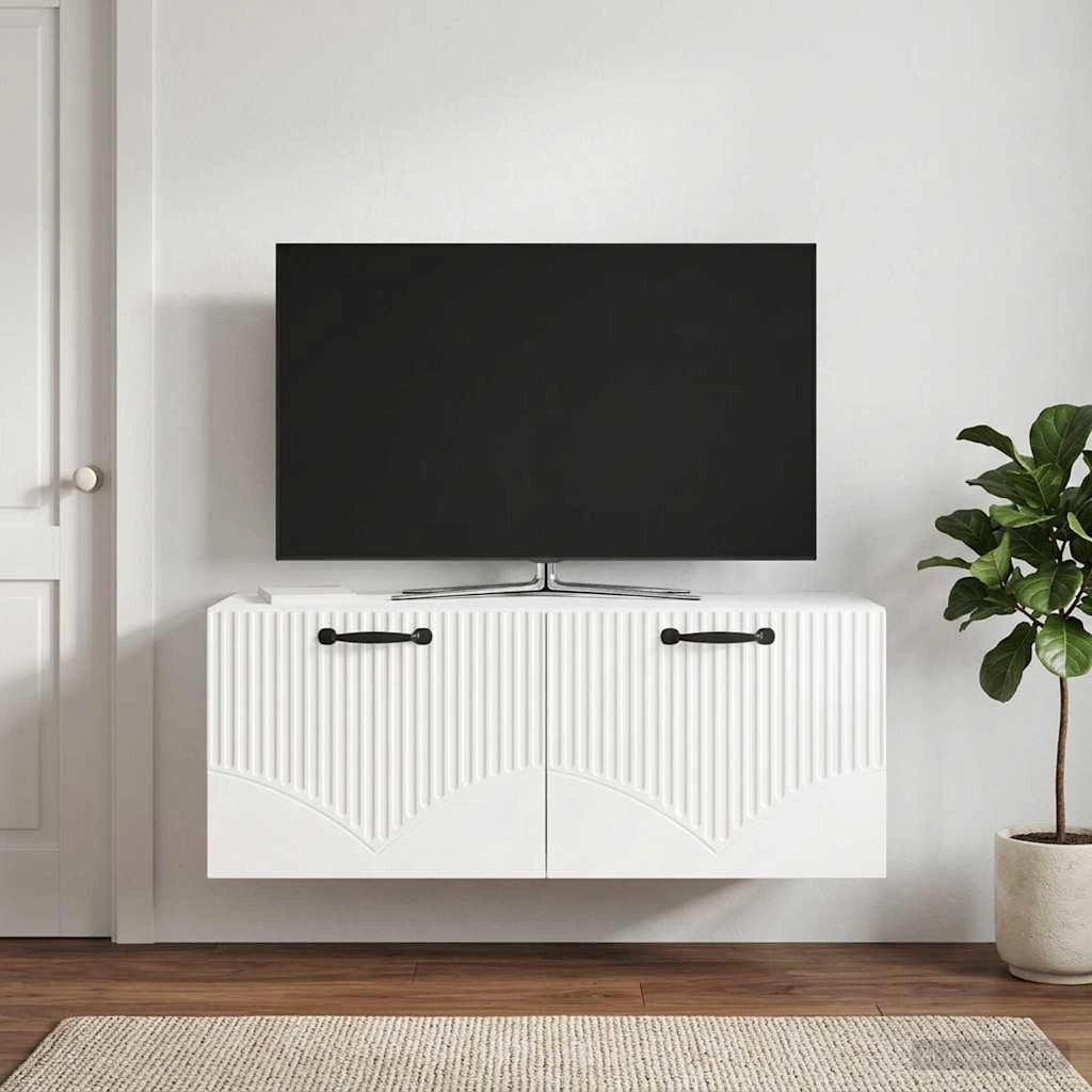 Mobile Porta TV da Muro Bianco Lucido 78,5 x 31 x 30 cm 899059