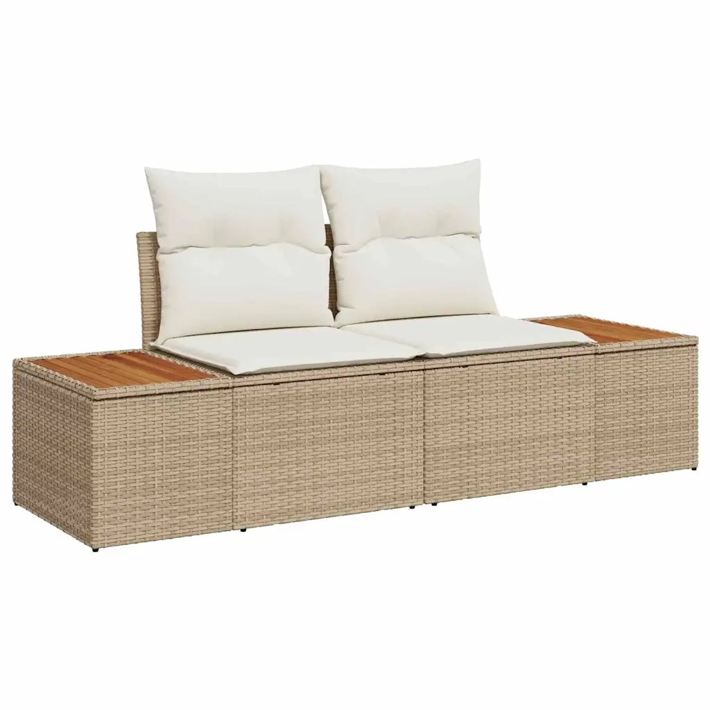 Set Divano da Giardino 7 pcs Beige Poly Rattan