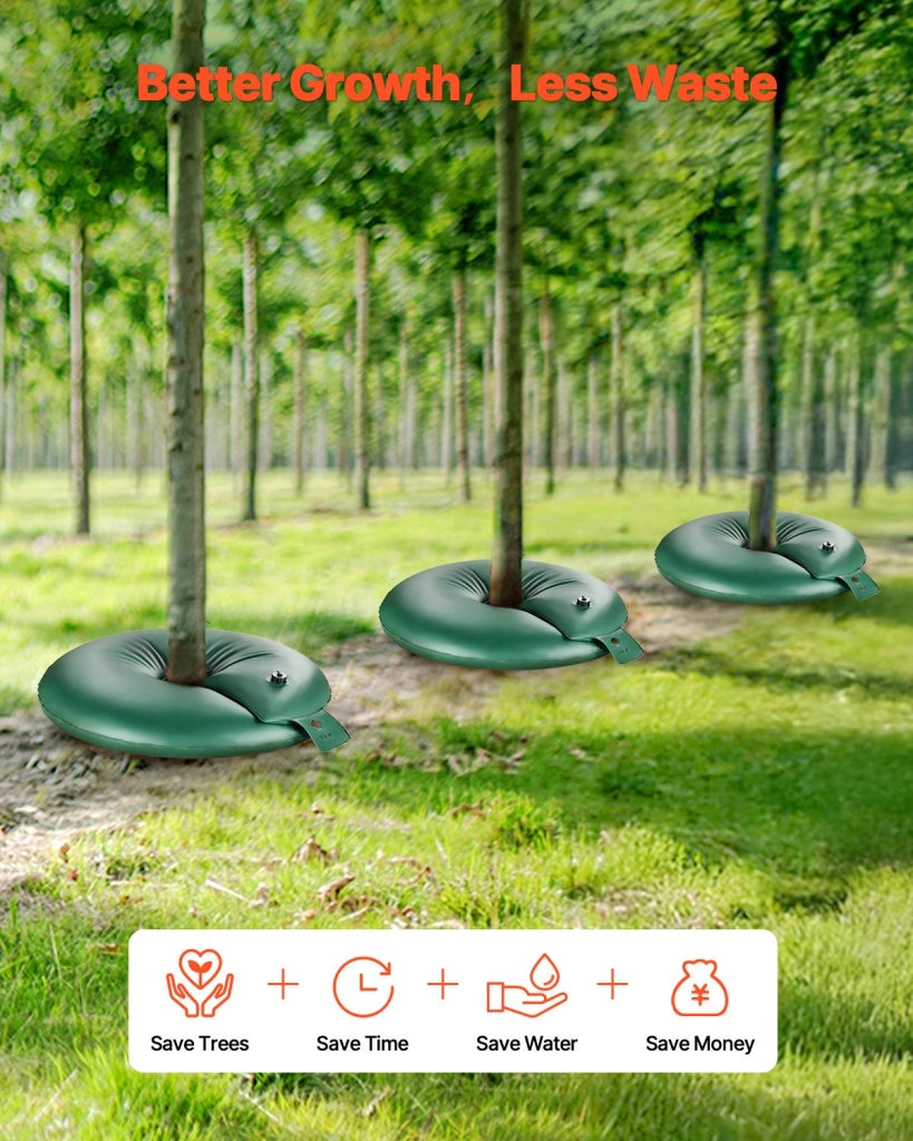 Set 4 Sacchetti Anelli per Irrigazione Alberi a Goccia Rilascio Lento 6-9 Ore 75,7L in PVC per Giardino