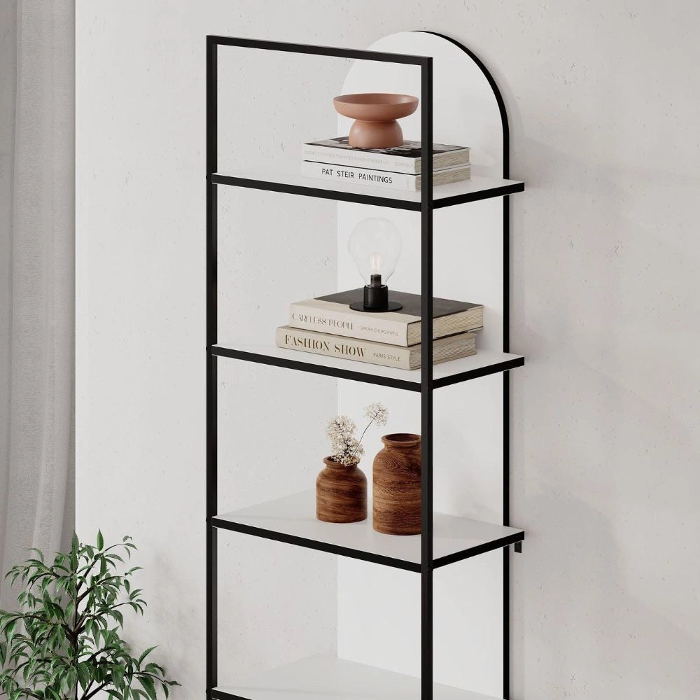 Libreria Archy 5 ripiani colore bianco 53x31.7x180H – Eleganza industriale e spazio funzionale