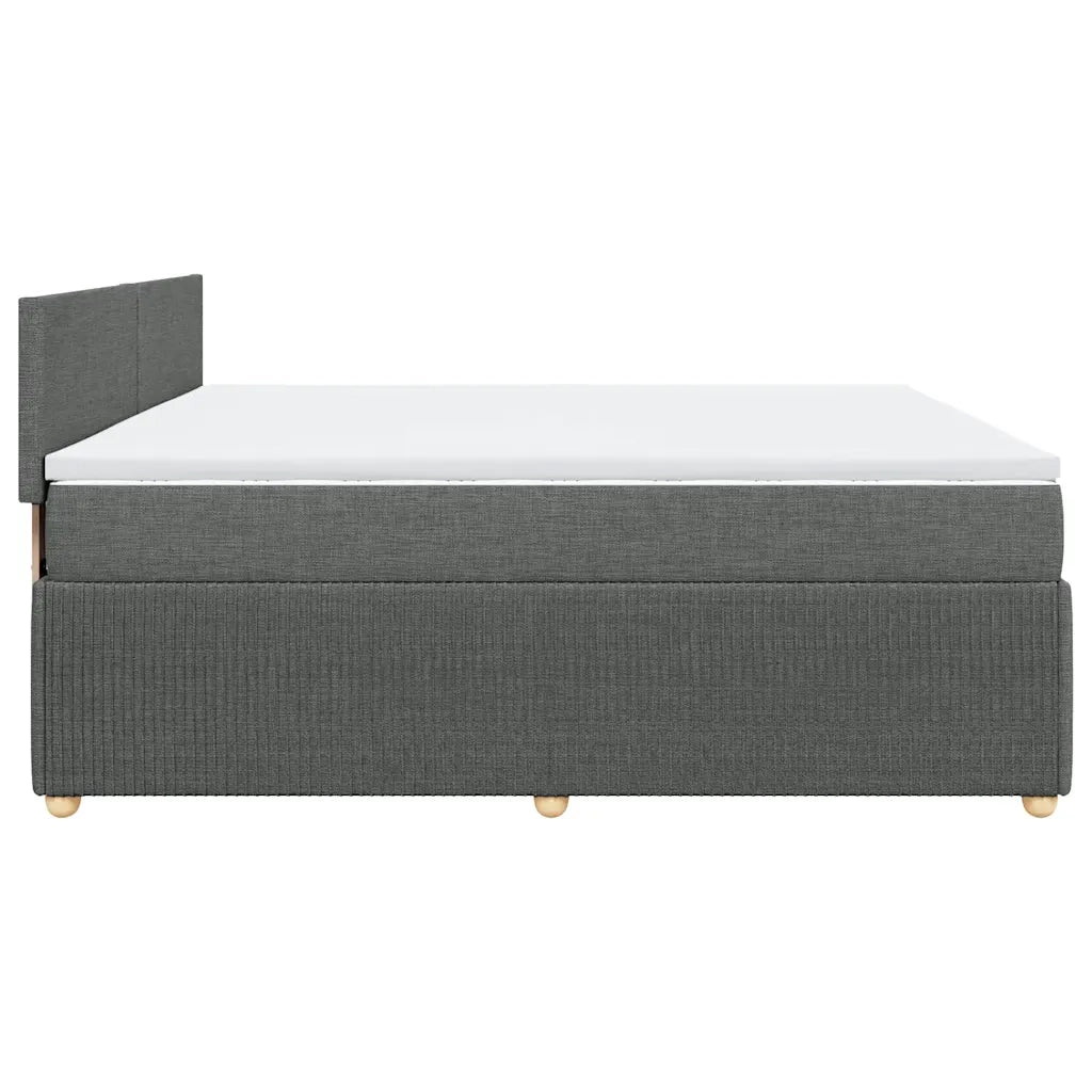 Giroletto a Molle con Materasso Grigio Scuro 200x200 cm Tessuto