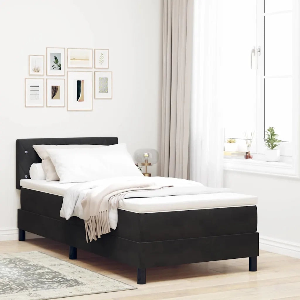 Letto a Sorgente LED con materasso Nero 90 x 190 cm Velluto