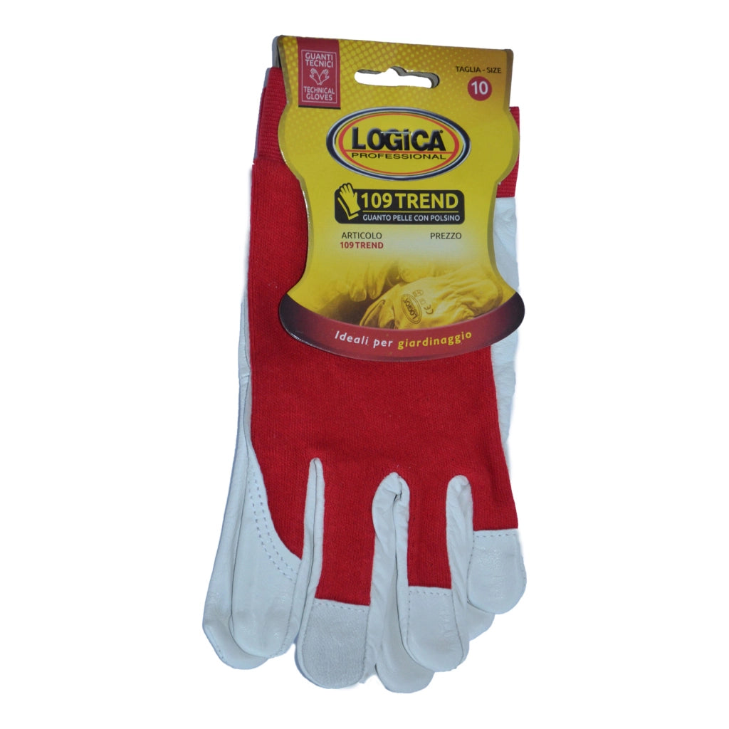 GUANTO FIORE D/TELA ROSSO tg10