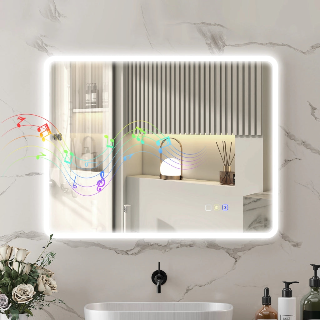 Specchio da Bagno LED con Memoria e Antiappannante ¨C Minimal ¨C Argento 70x90 cm