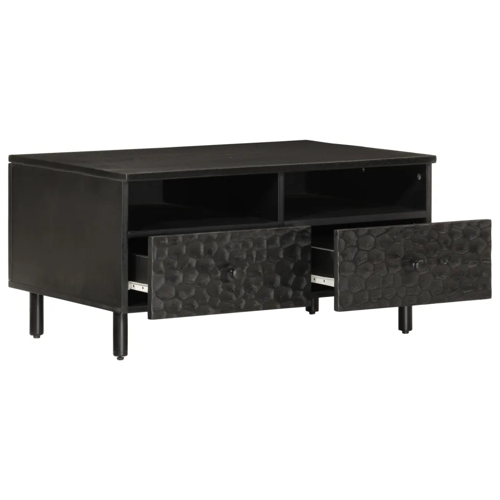 Tavolino da Salotto Nero 80x54x40 cm in Legno Massello di Mango 356832