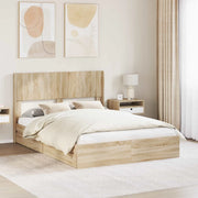 Struttura del letto con stoccaggio e testata-Giroletto con contenitore Rovere Sonoma 834744