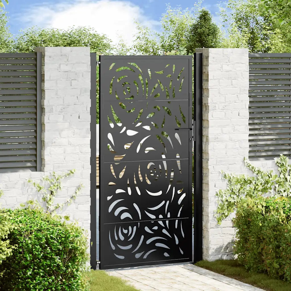 Cancello da giardino nero 100x175 cm con design a fiamma 4100992