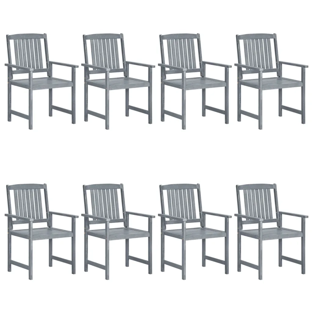 Sedie da Giardino con Cuscini 8 pz in Massello di Acacia Grigie 3078226