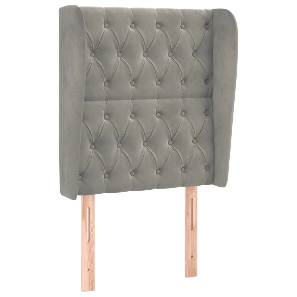 Testiera | Testata ad Orecchio Grigio Chiaro 83x23x118/128 cm in Velluto