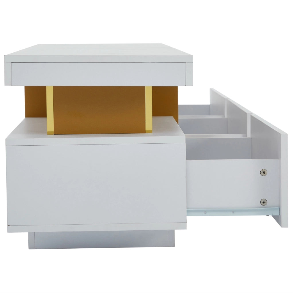 Mobile TV bianco 200 cm effetto marmo con 3 cassetti