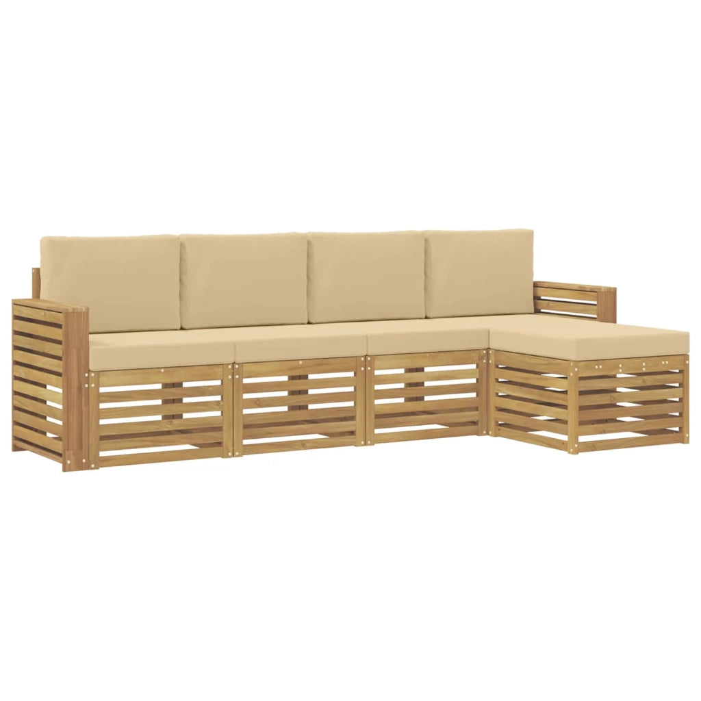 Set di divani da esterno 5 pcs Bianco e Beige 3391683