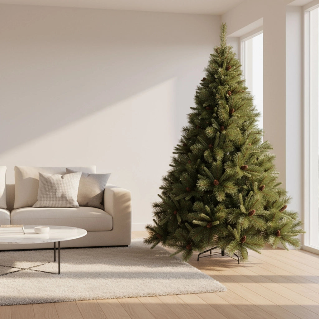 Alabaster - Albero di Natale Tradizionale con Pigne in PVC e PP Ø99x150H cm, 468 Punte
