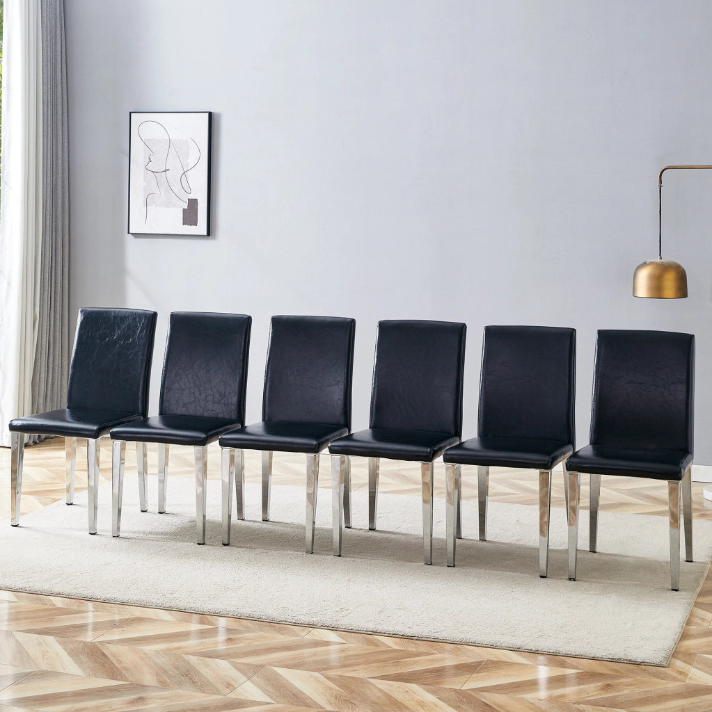 SEDIA Moderna 41x47x90 cm in Pelle PU Nera e Metallo Argento