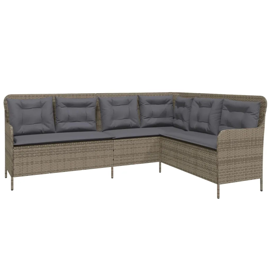 Divano da Giardino con Cuscini a L-Sofa da Giardino-Divano da esterno Grigio in Polyrattan