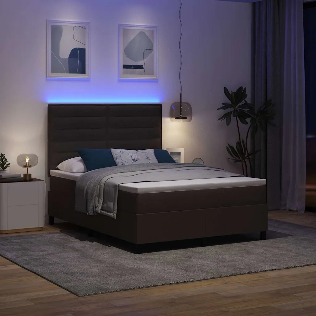 Letto a molle con materasso Marrone scuro 160 x 200 cm Tessuto