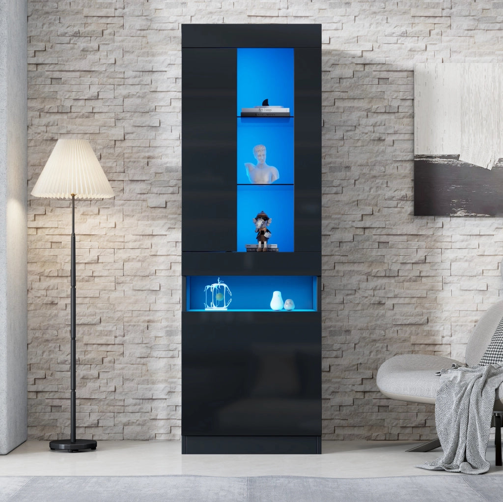 Vetrina moderna con LED e ampio spazio contenitivo