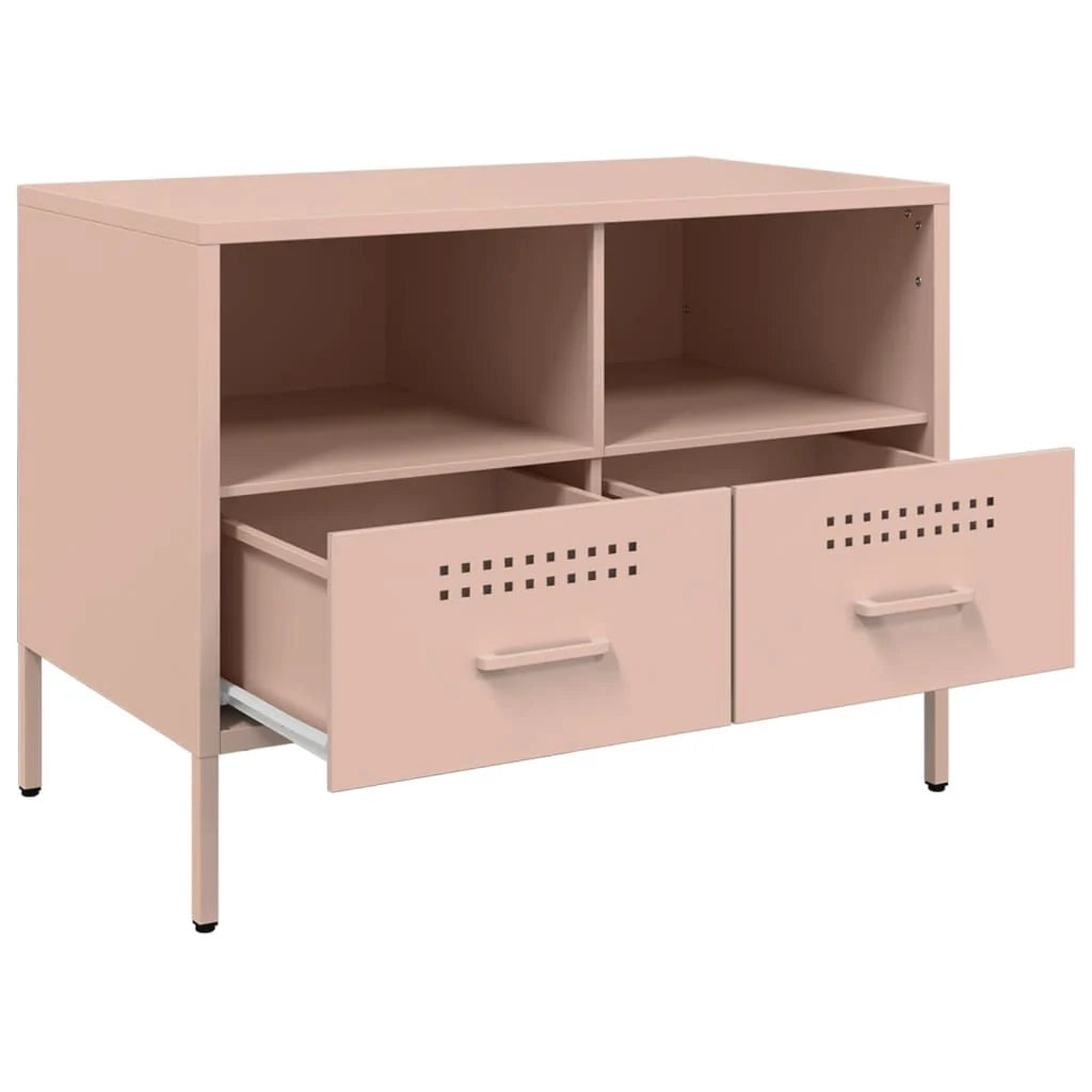 Mobile TV multimediale scaffale TV credenza mobile TV sala da pranzo soggiorno camera da letto 2 pezzi rosa 68 x 39 x 50,5 cm acciaio rosa 02_0028650