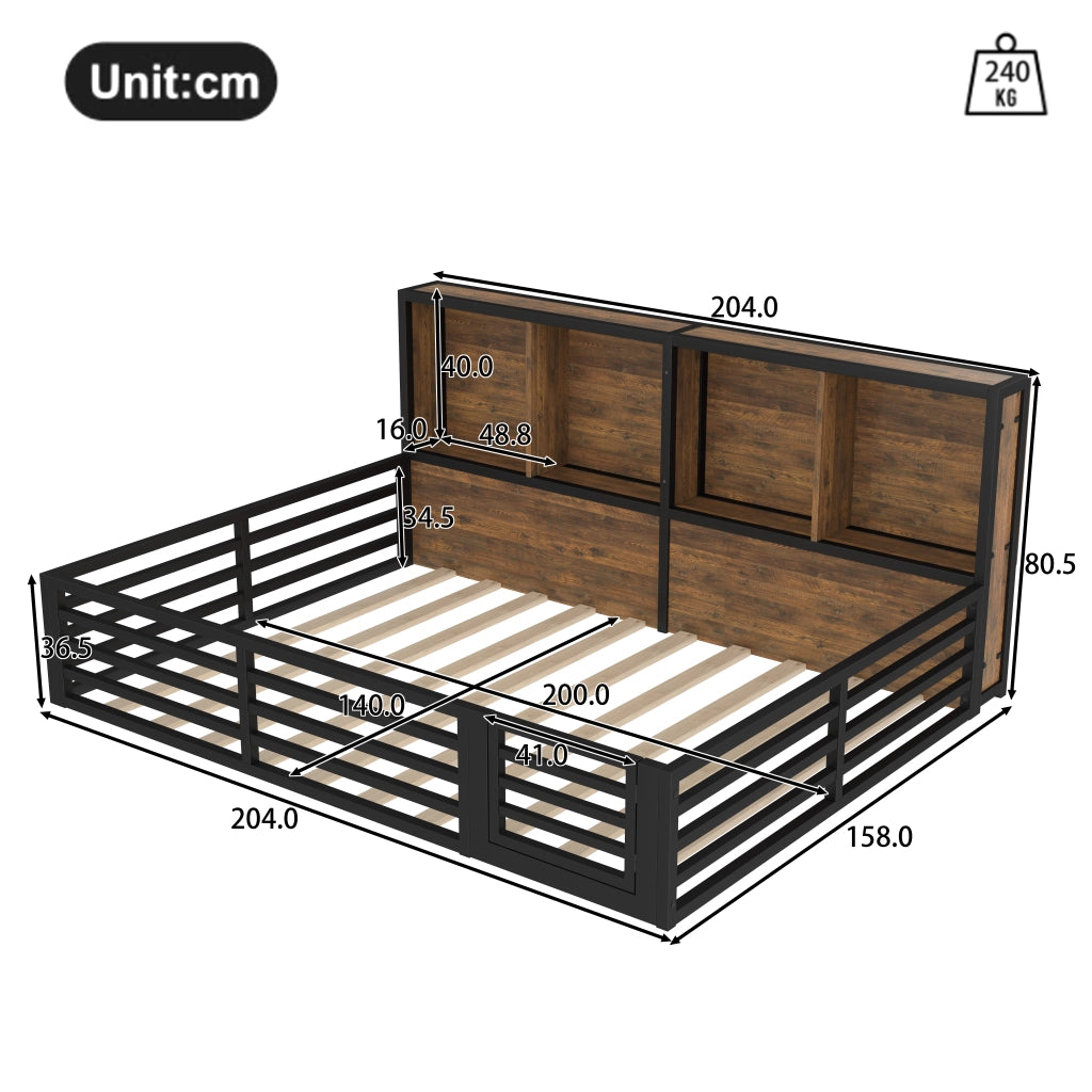 letto a piattaforma mdf metallo nero 140 x 200 cm