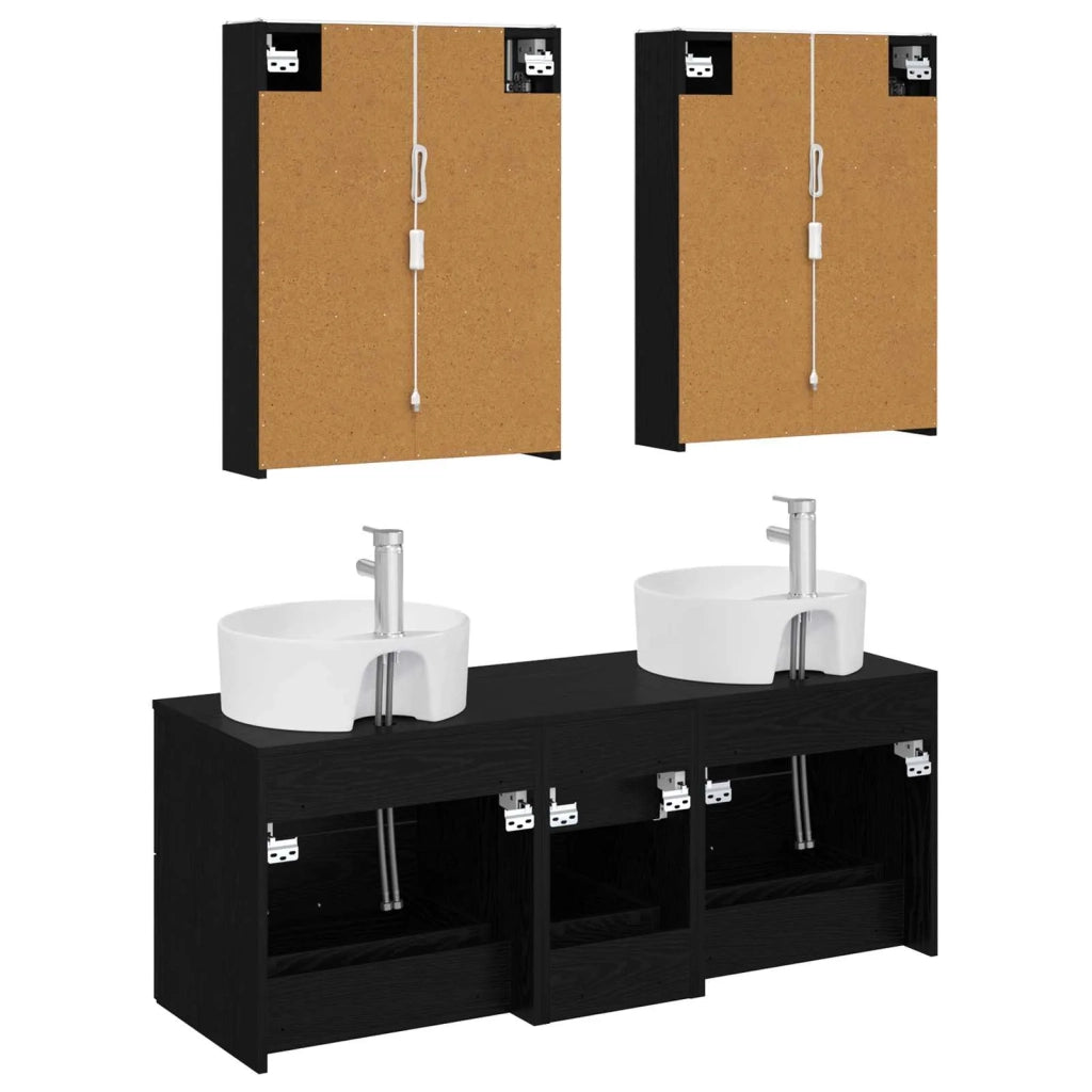 Set di mobili per il bagno 5 pz Rovere Nero 3406928