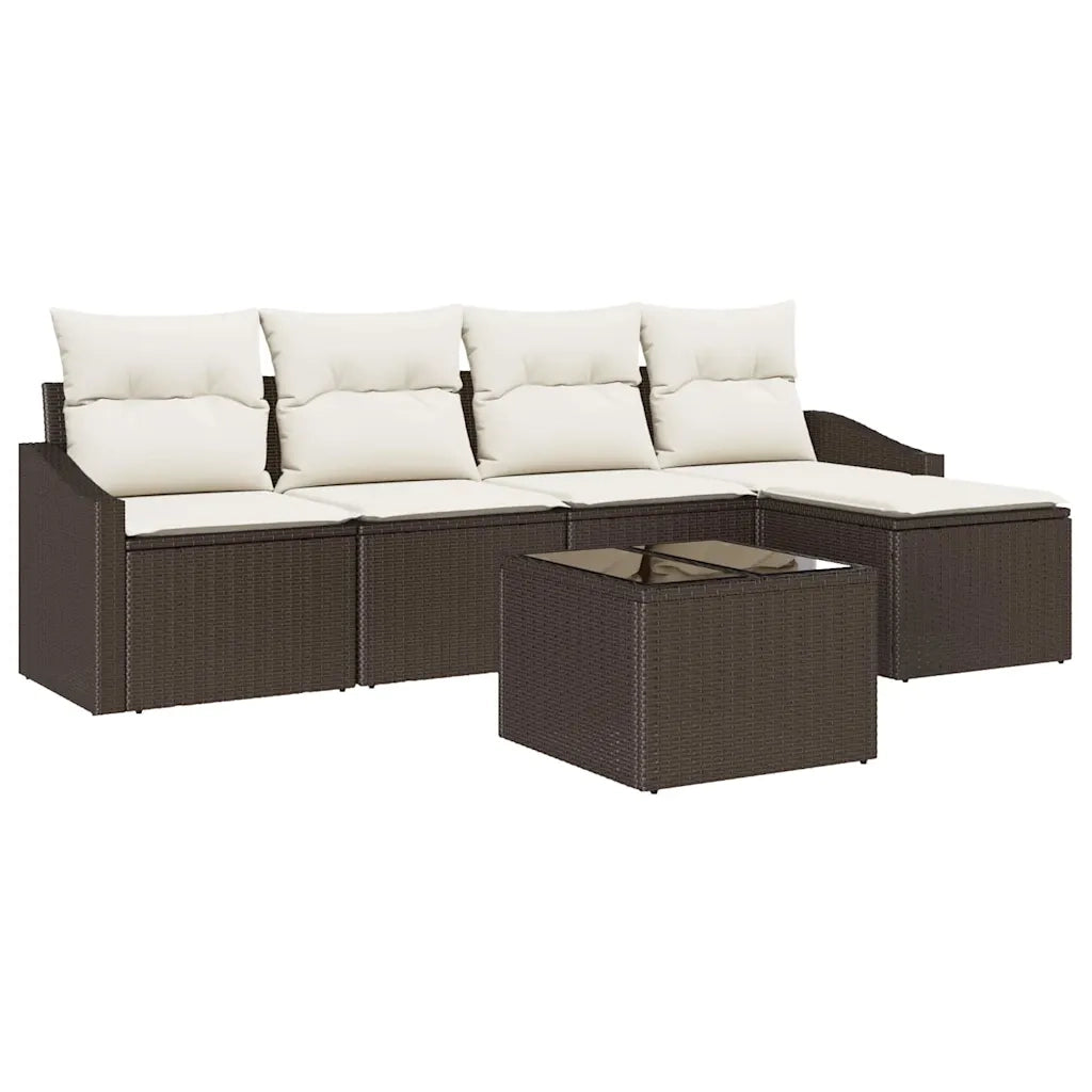 Set di divani con cuscino 6 pcs Marrone polyrattan 3346688
