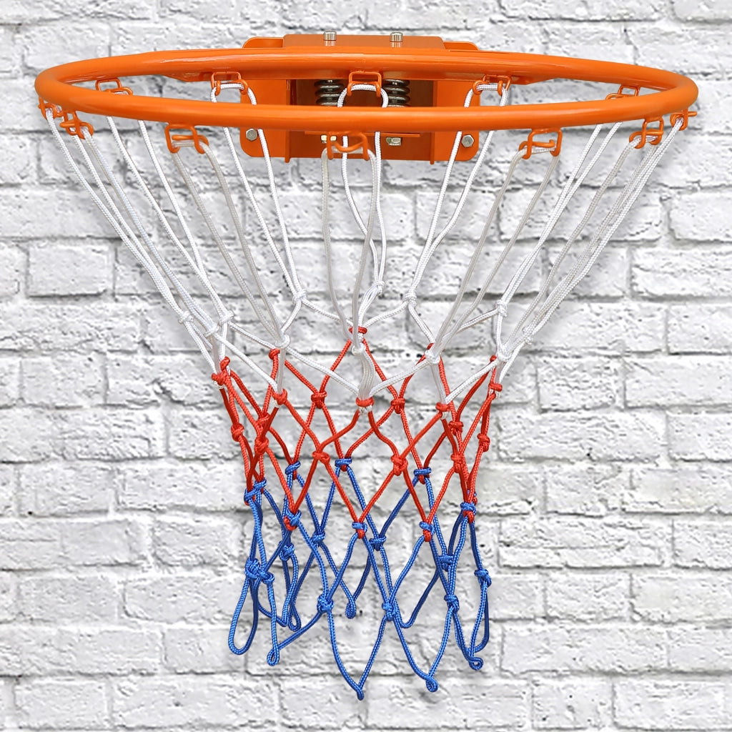 Canestro da basket con rete da 45 cm a doppia molla in ferro e nylon arancione per campi e canestri domestici