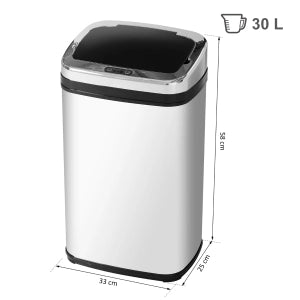 Cestino automatico 30 L con sensore IR, acciaio inox, colore argento