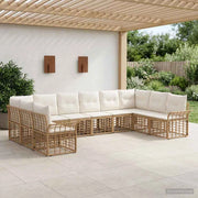 Set di divani da esterno 10 pz Naturale e Bianco Crema 3437762
