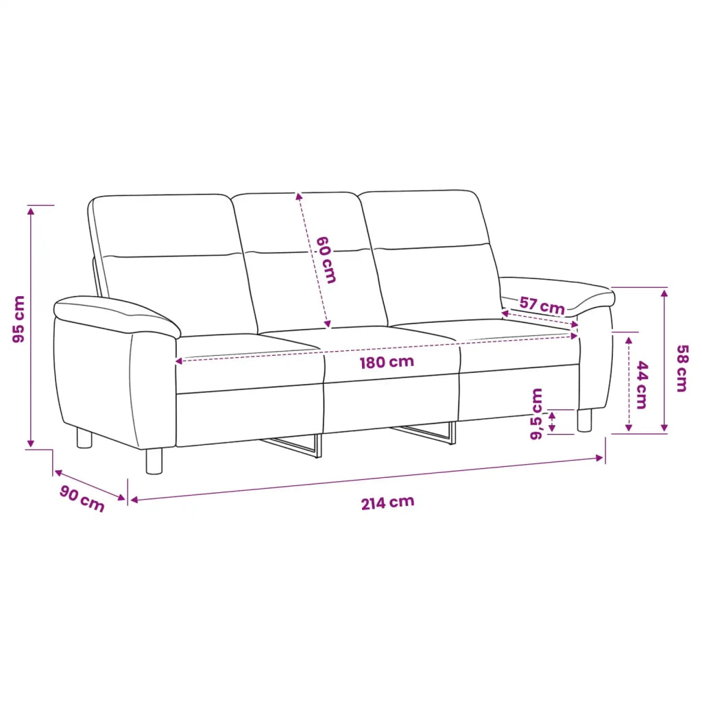 Divano Viola 214 x 90 x 95 cm Tessuto 42040980
