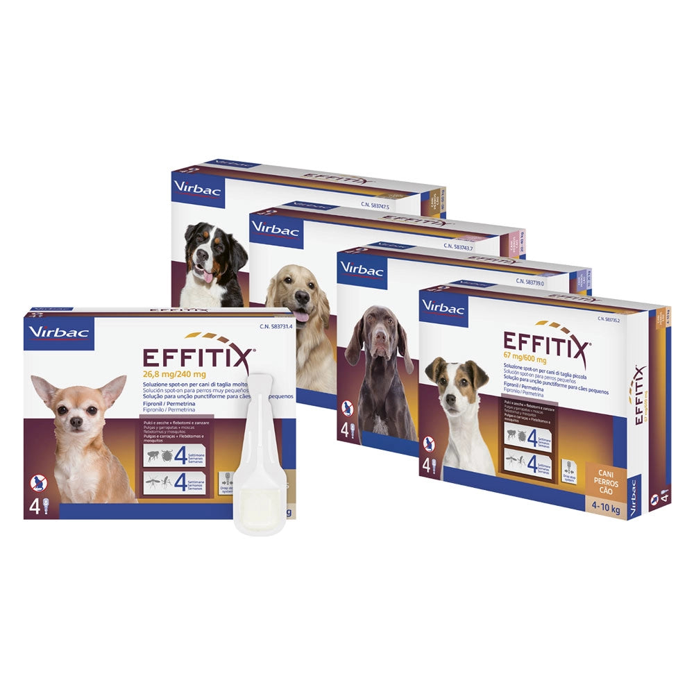 ANTIPARASSITARIO 'EFFITIX' 'Cane Toy' da 1,5 a 4 kg  - 4 pipette ml 0,44  - VIRBAC