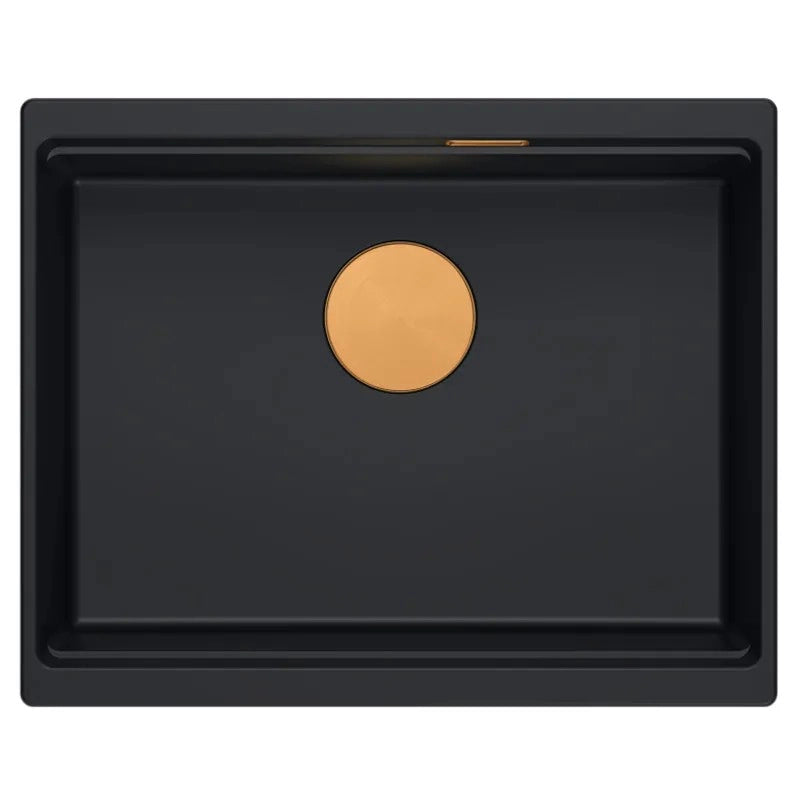 Lavello In Granito Logan 100 Black Tappo rame spazzolato