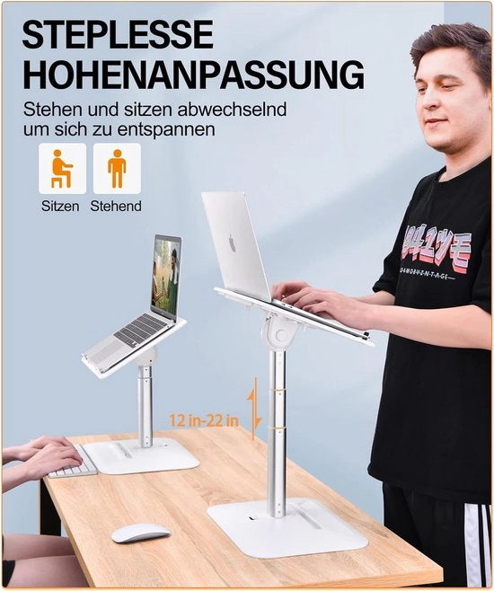 Stand per laptop, regolabile in altezza, stand per laptop, supporto, scrivania, tavolo per laptop, supporto per libri per leggere, stand per MacBook per letto, divano, auto, ufficio, compatibile con laptop da 11-17,3 pollici