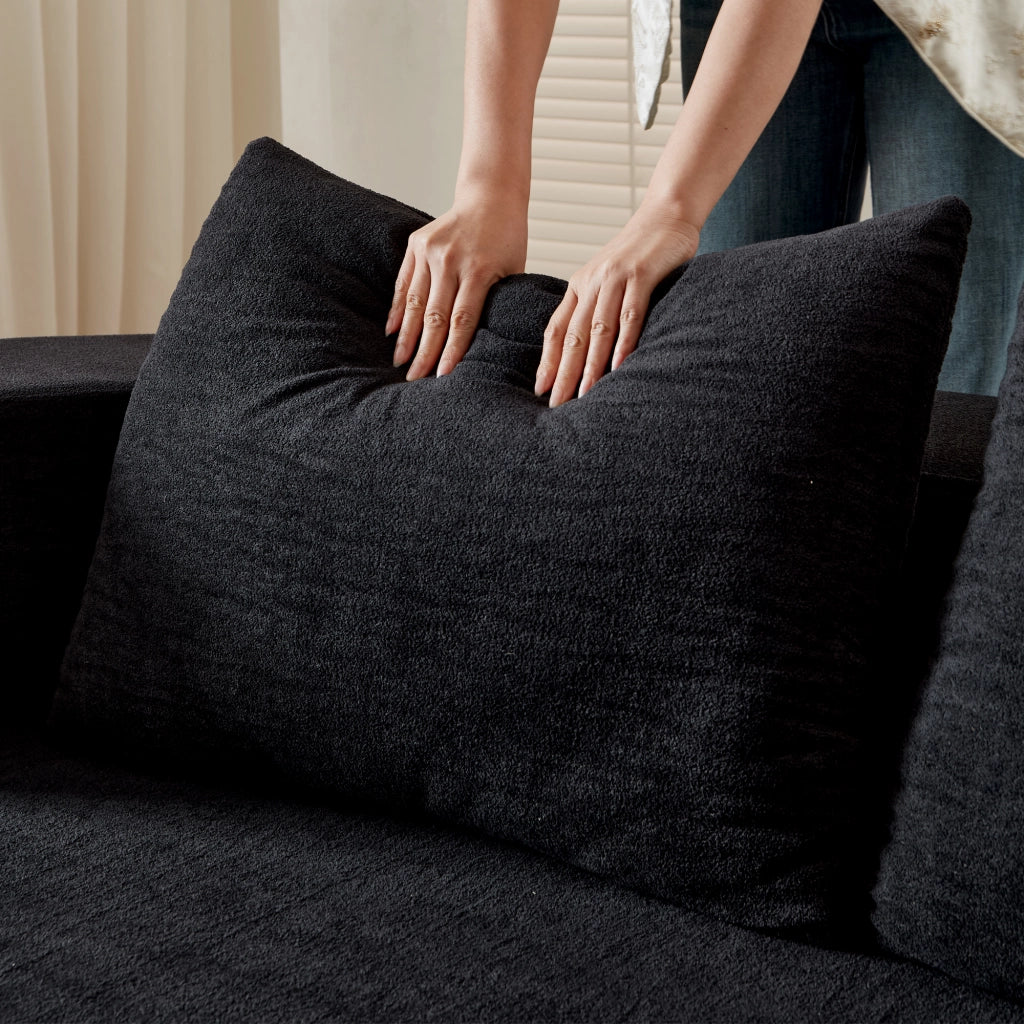 Divano letto pieghevole 3 in 1 in flanella nera con schiuma memory